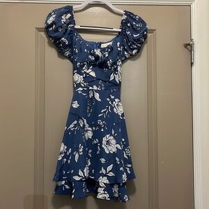 Pear Culture Blue Floral Dress